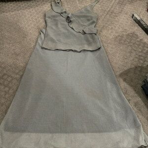 Zara 2 piece polyester, white and black polkadot outfit top and skirt size S/6